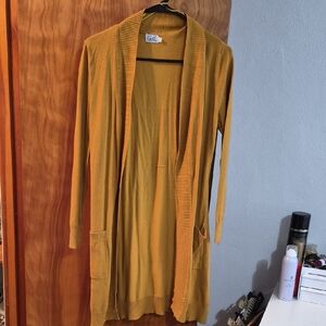 Cielo Longline Mustard Open-Front Cardigan